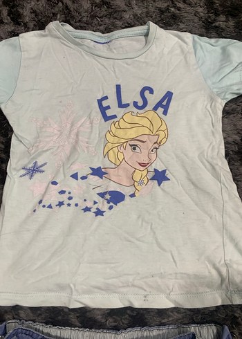 Kız Çocuk Mavi Baskılı Tişört ve Denim Şort - Görsel 6