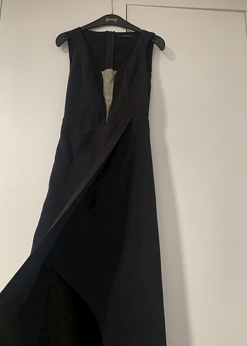 Drapeli Siyah Uzun Kadın Abiye Elbise - Görsel 3