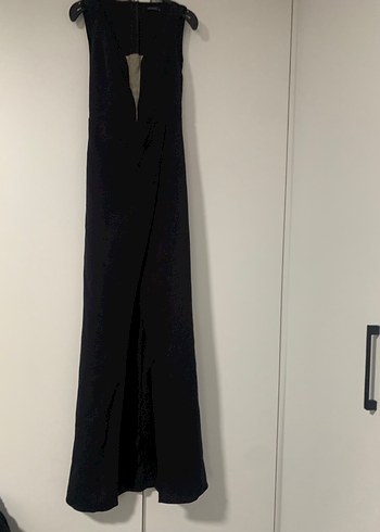 Drapeli Siyah Uzun Kadın Abiye Elbise - Görsel 2