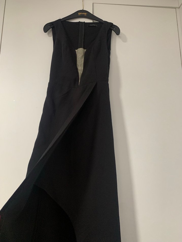 Drapeli Siyah Uzun Kadın Abiye Elbise - Görsel 3