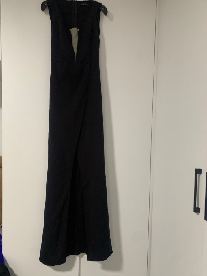 Drapeli Siyah Uzun Kadın Abiye Elbise - Görsel 2