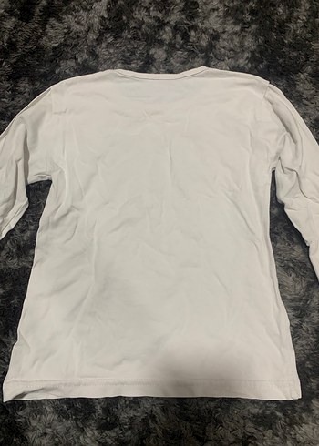 Kız Çocuk Beyaz Payetli Baskılı Tişört - Görsel 5