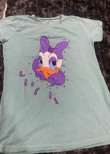 Kız Çocuk Mor Baskılı Kısa Kollu Tişört - Görsel 2