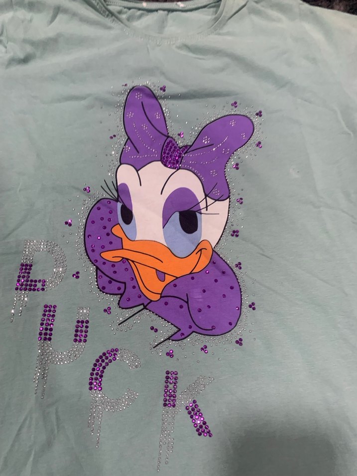 Kız Çocuk Mor Baskılı Kısa Kollu Tişört - Görsel 4