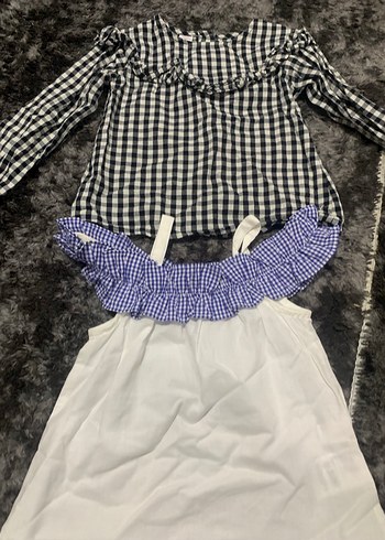 Beyaz, Fırfırlı Straplez Kız Bluz - Görsel 2