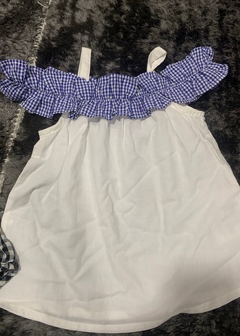 Beyaz, Fırfırlı Straplez Kız Bluz - Görsel 12