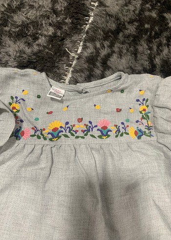 Nakışlı Gri Keten Uzun Kollu Bluz - Görsel 9