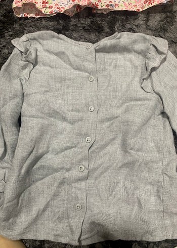 Nakışlı Gri Keten Uzun Kollu Bluz - Görsel 6