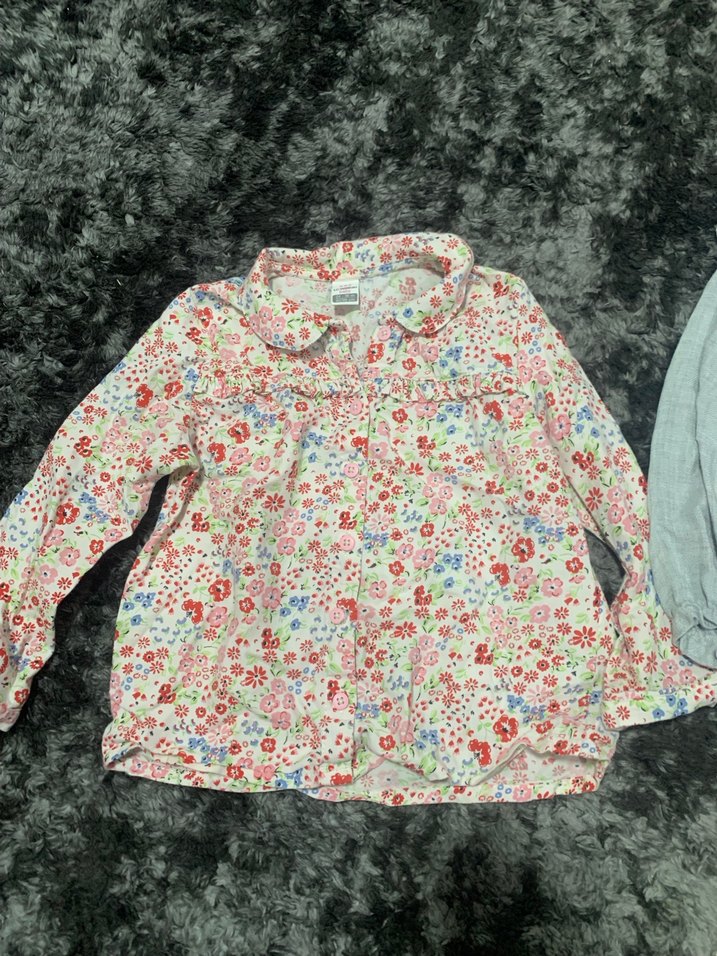 Nakışlı Gri Keten Uzun Kollu Bluz - Görsel 3