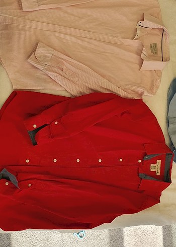 Kırmızı,pembe çizgili erkek çocuk Gömlek