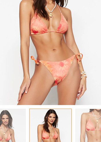 Turuncu Bağcıklı Mini Batik Bikini