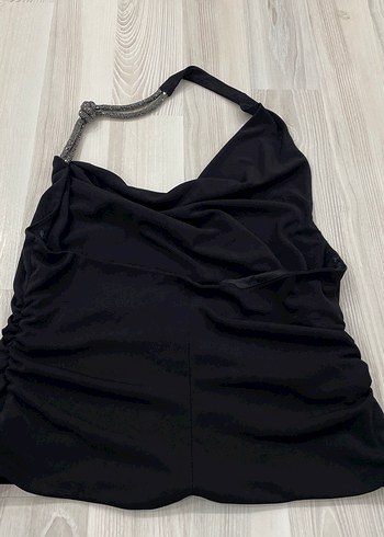 l Beden siyah Renk Zara boyundan geçmeli bluz