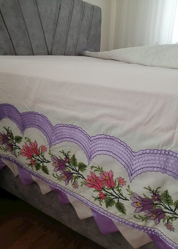 Mor Nakışlı Pastel Yatak Örtüsü - Görsel 8