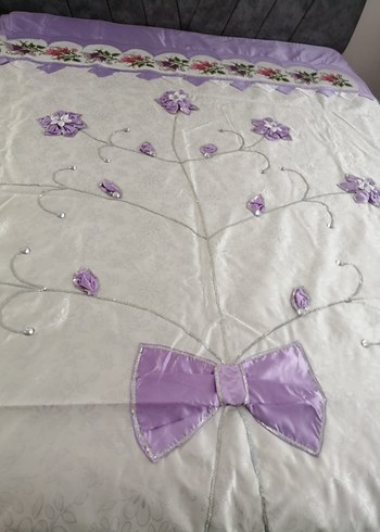 Mor Nakışlı Pastel Yatak Örtüsü - Görsel 5