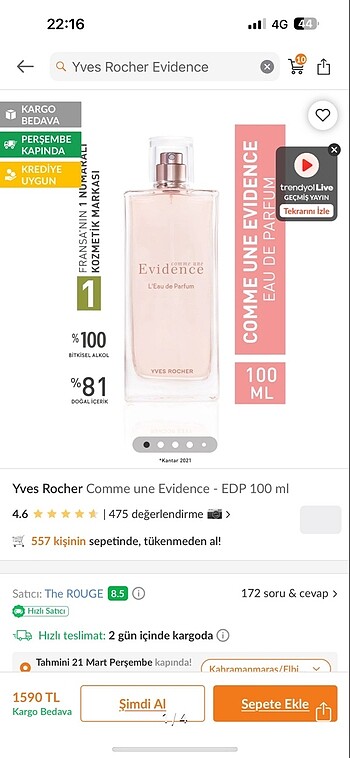 Yves rocher evidence parfüm