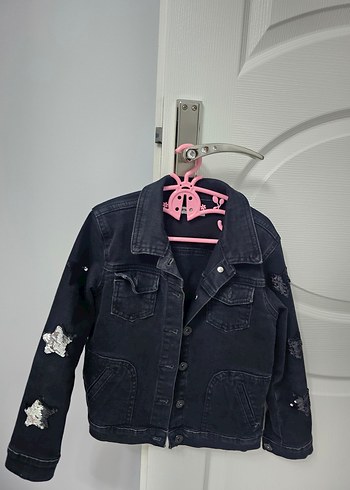 Koyu Renk Baskılı Denim Ceket