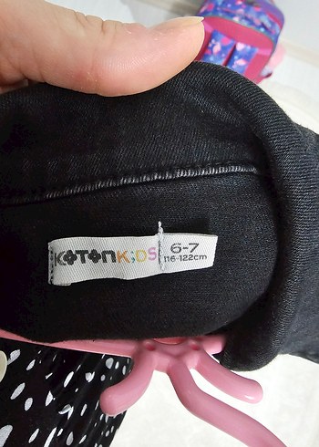 6 Yaş Beden pembe Renk Koyu Renk Baskılı Denim Ceket