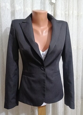36 Beden kahverengi Renk Tek düğmeli blazer ceket