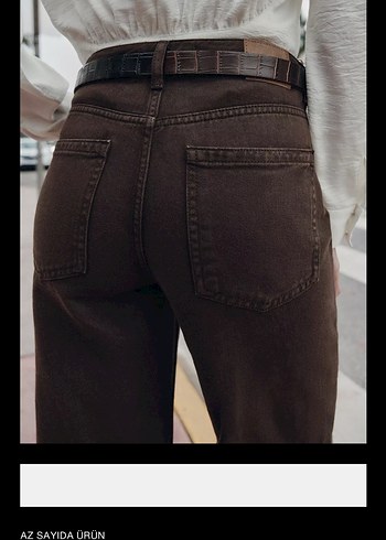 Zara Kemerli Kahverengi Geniş Paça Pantolon - Görsel 3