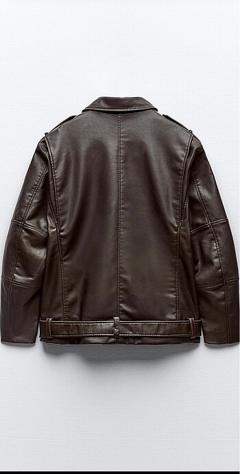 s Beden kahverengi Renk Zara oversize suni deri biker ceket