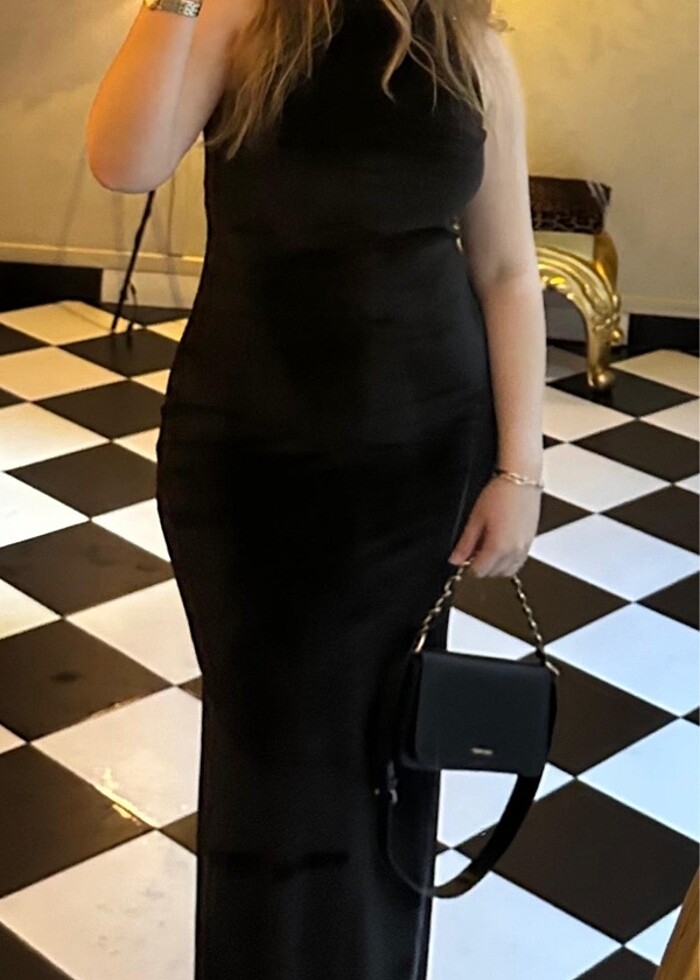 Siyah uzun elbise - Görsel 2