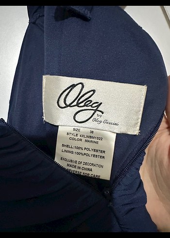 Lacivert V Yakalı Uzun Kadın Abiye Elbise - Görsel 2