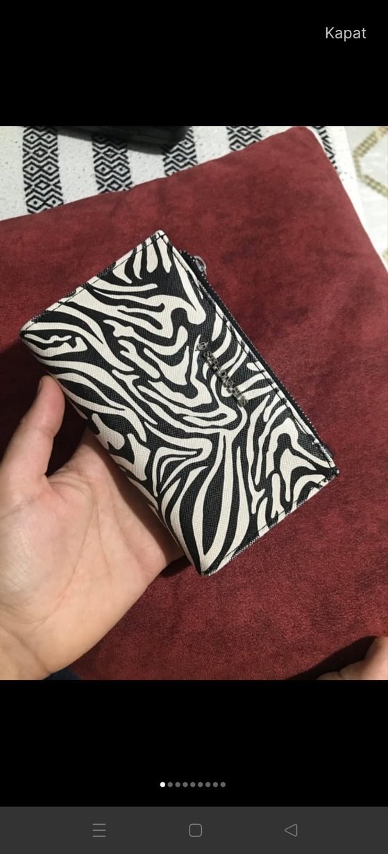 Zebra Desenli Siyah Deri Fermuarlı Cüzdan - Görsel 2