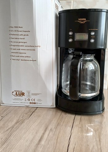 Vestel Clur Siyah Kahve Makinesi 1.5L