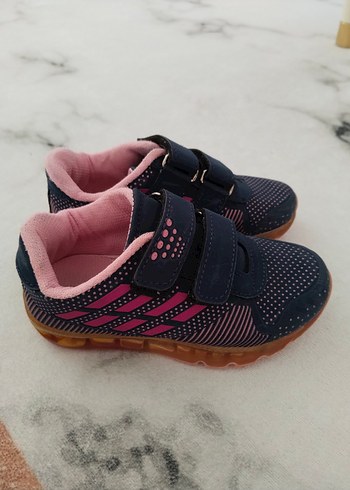 Diğer Kız Çocuk Pembe Lacivert Cırt Cırtlı Spor Ayakkabı