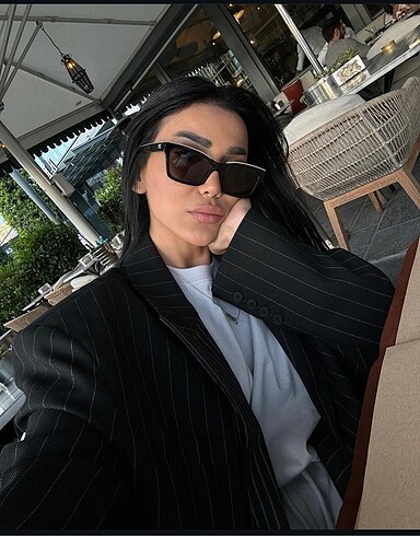 Çizgili oversize blazer ceket