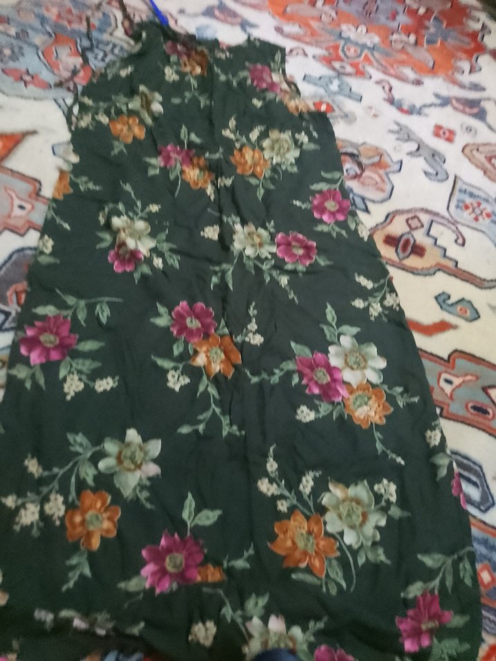 Çiçek Desenli V Yaka Bohem Kadın uzun elbise - Görsel 2