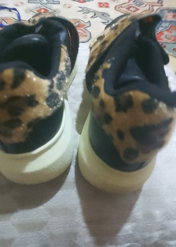 Kürklü Leopar Desenli Platform Kadın Spor Ayakkabı - Görsel 2