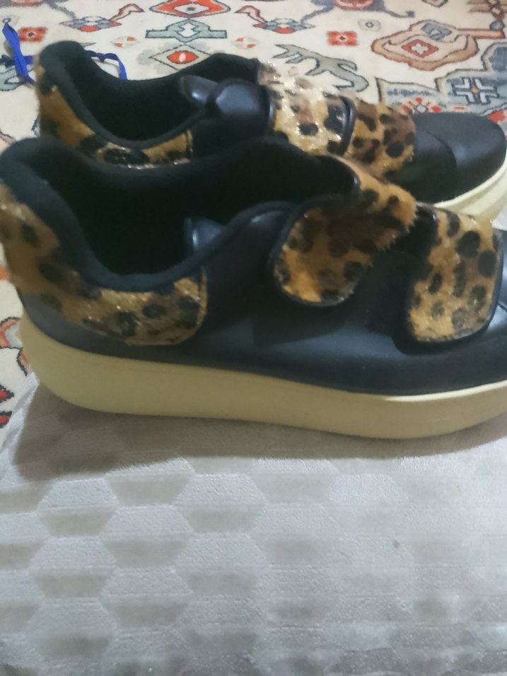 Kürklü Leopar Desenli Platform Kadın Spor Ayakkabı - Görsel 3