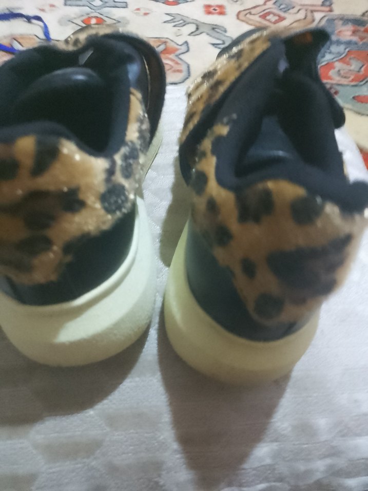 Kürklü Leopar Desenli Platform Kadın Spor Ayakkabı - Görsel 2