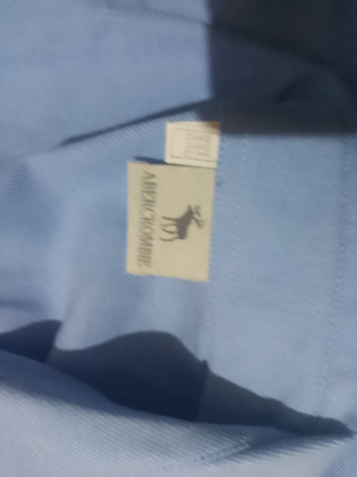 Pembe mavi  Kısa Kollu Keten Gömlek - Görsel 4