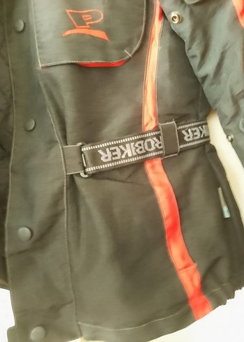 Kemer Detaylı Kırmızı Siyah Biker Ceket - Görsel 2