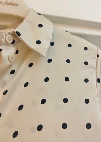 H&M Bej Puantiyeli Uzun Kollu Gömlek