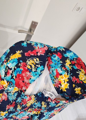 Çiçek Desenli Uzun Straplez Elbise - Görsel 7