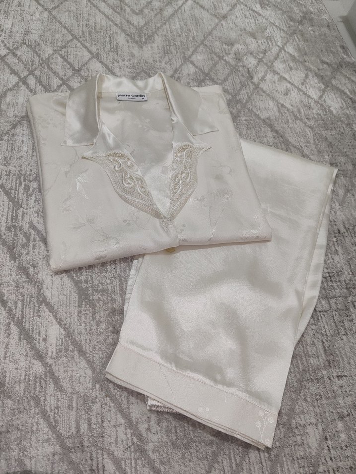 Dantel Detaylı Beyaz Midi Kadın Pijama Takımı - Görsel 2