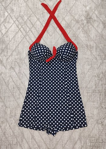 Puantiye Desenli Retro Mini Mayo - Görsel 3