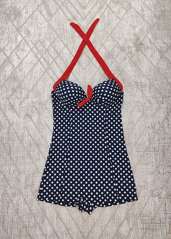 Puantiye Desenli Retro Mini Mayo - Görsel 2