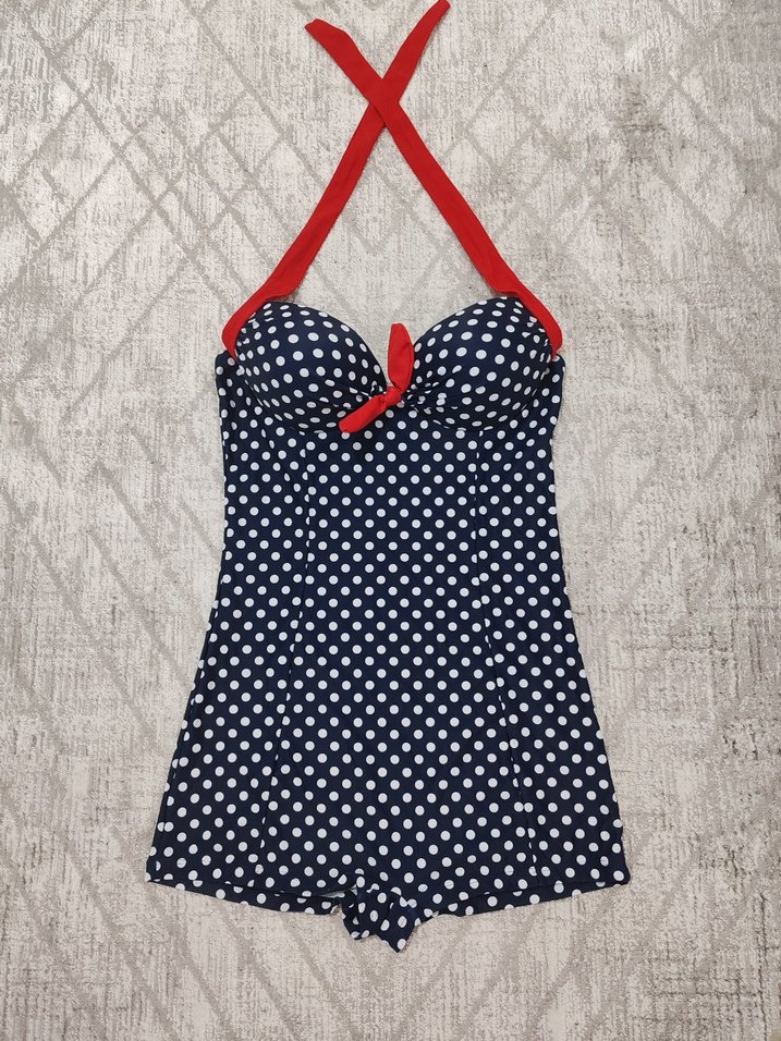 Puantiye Desenli Retro Mini Mayo - Görsel 3