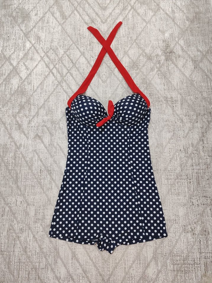 Puantiye Desenli Retro Mini Mayo - Görsel 2