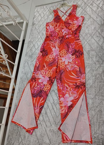 Kadın Çiçek Desenli Uzun Tulum - Görsel 4