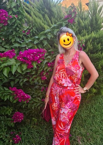 Kadın Çiçek Desenli Uzun Tulum - Görsel 10