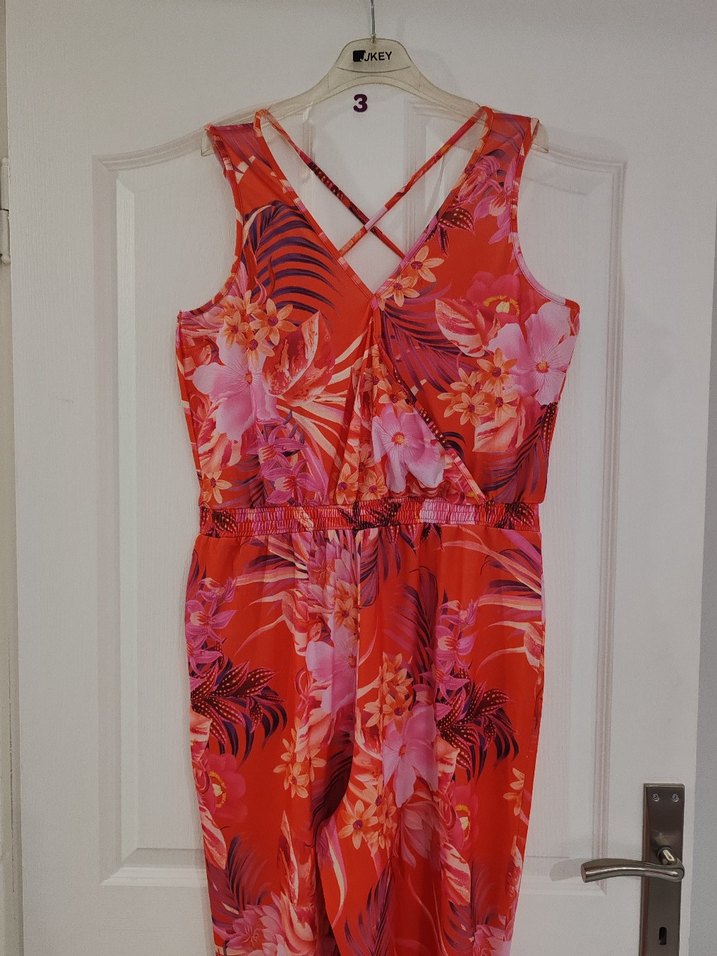 Kadın Çiçek Desenli Uzun Tulum - Görsel 5