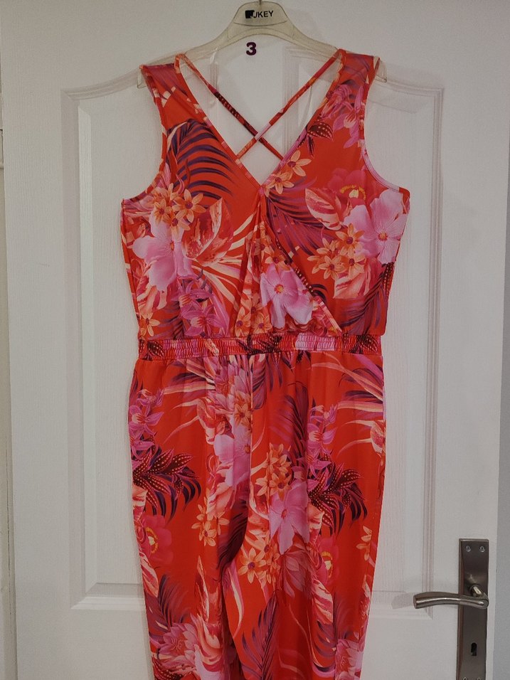 Kadın Çiçek Desenli Uzun Tulum - Görsel 3