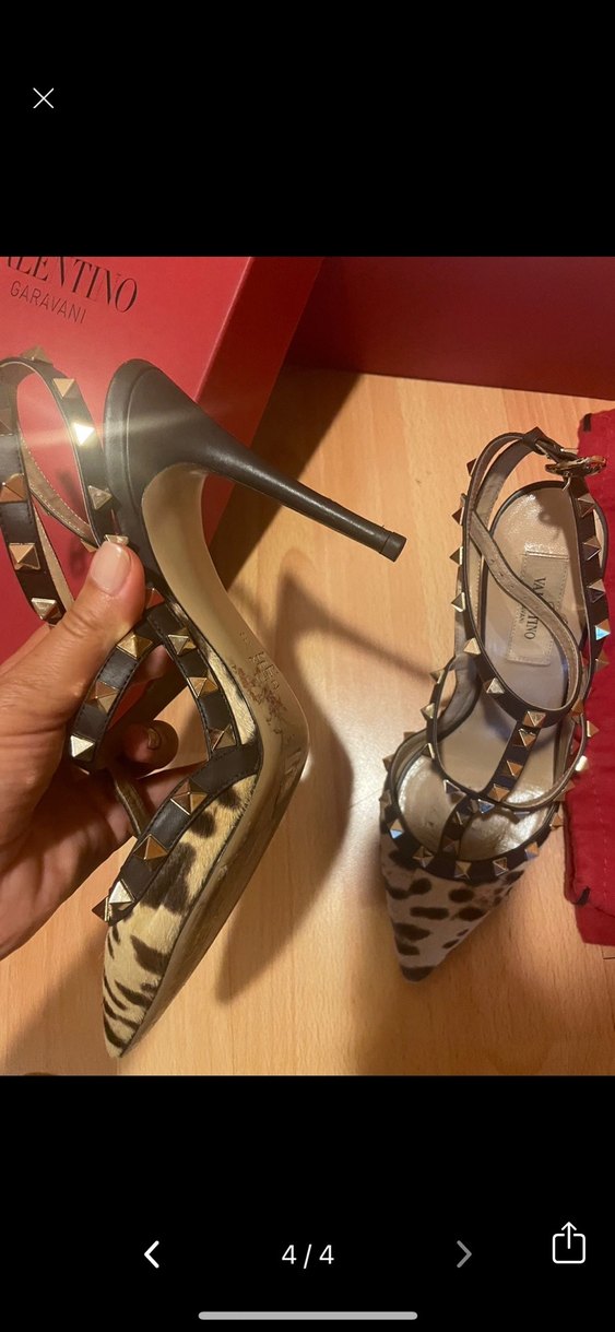 Leopar Desenli Kürklü Süet Stiletto valentino marka - Görsel 2