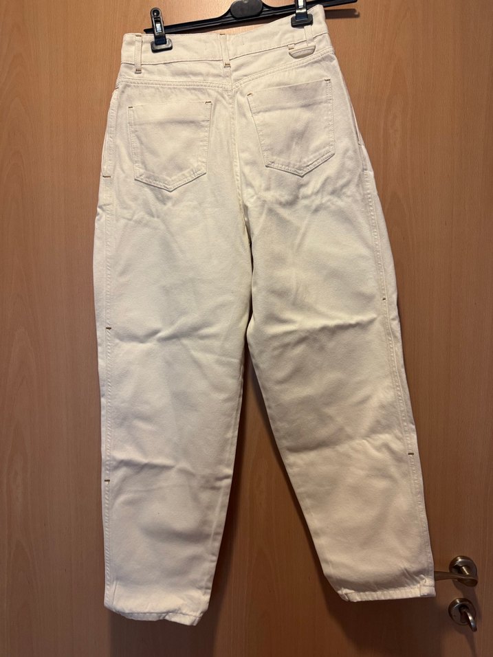 Beyaz Kemerli Kadın Midi Kot Pantolon - Görsel 2