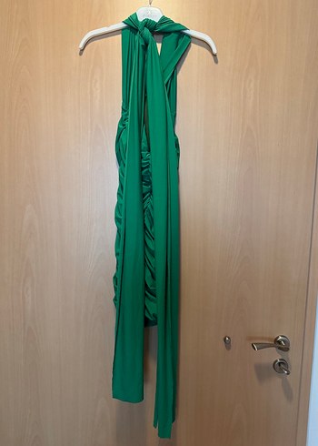 Yeşil Drapeli Uzun Abiye Elbise - Görsel 2